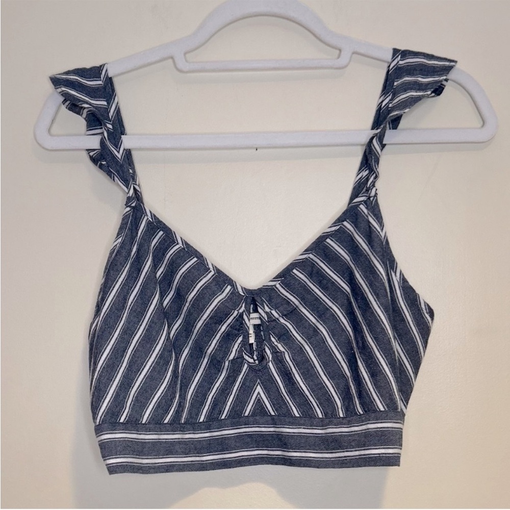 NWT American Eagle Blue and White Cropped Tank Top  Sz Med